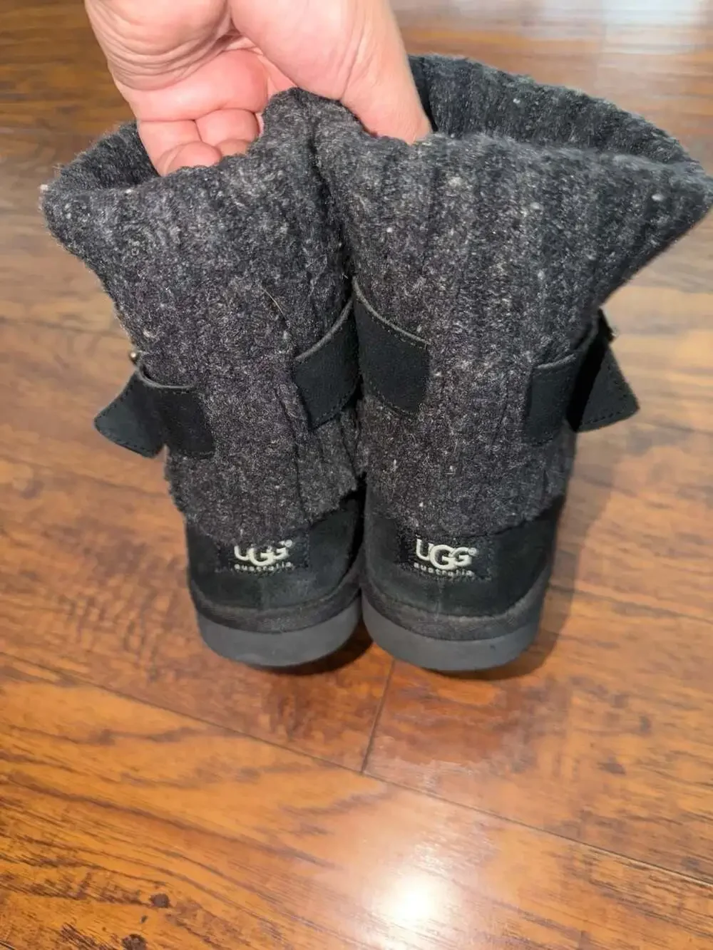 UGG Australia Cambridge Black Suede and Knit Cuff Boots